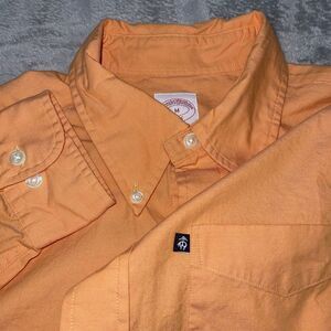 Brooks Brothers Shirt Mens M Orange 100% Cotton Long Sleeve Button Down‎